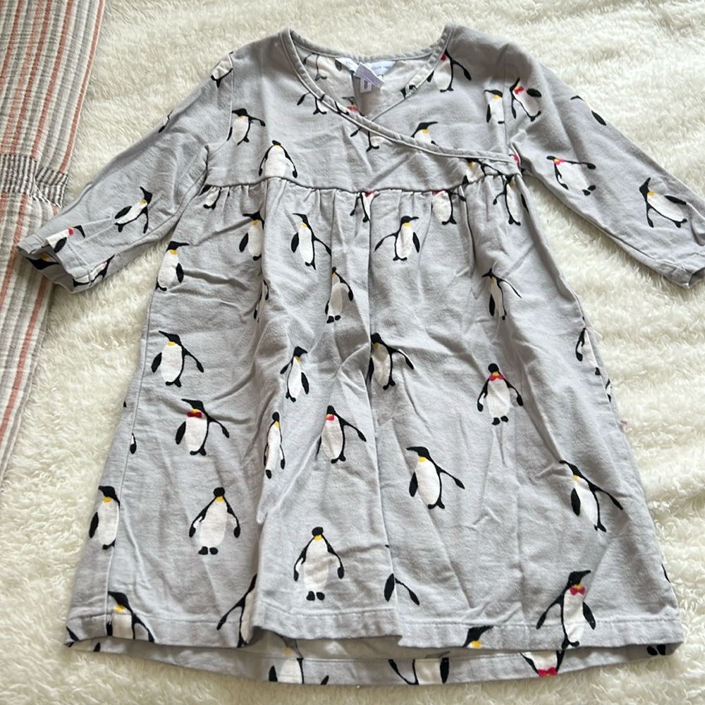 The Company Store Girls Gray Penguin Flannel Nightgown Size 2T
